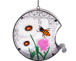NEW Bumble Bee Decorative Floral Hanging Bird Feeder Glass &amp; Metal 10 x ... - $14.95