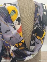 Halloween Multi Characters Polyester Scarf Silk Feel 57&quot; Ghost Bats Skel... - £10.96 GBP