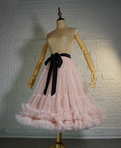 Blush Pink A-line Fluffy Midi Tulle Skirt Custom Plus Size Ballerina Skirt image 2