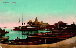 Vtg Cartolina 1906 Egitto Suez Dock Porta Said Barche Impresso Spediti - £7.20 GBP