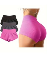 3-Piece High Waist Stretch Yoga Shorts - Women&#39;s Workout Booty Shorts - $67.31+