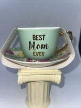 Slant Collection Ceramic Tea Cup and Saucer 5 Oz “Best Mom Ever” New In Package - £15.63 GBP
