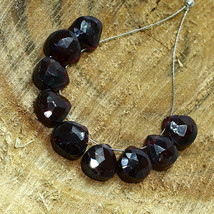 Red Garnet Faceted Heart Beads Briolette Natural Loose Gemstone Making Jewelry - £6.62 GBP