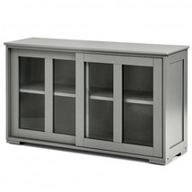 Sideboard Buffet Cupboard Storage Cabinet with Sliding Door-Gray - Color... - $333.13