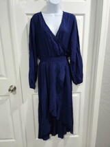 KorMei Women Long Sleeve VNeck Blue High Low Flowy Party Long Maxi Dress XL - $18.66