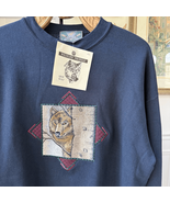 NWT NOS Vintage 90s Cheyenne River Embroidered Grey Wolf Sweatshirt L - €27,80 EUR