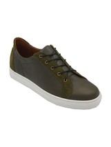 Leather handmade sneakers army green with leather insole - $30.00