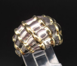 925 Sterling Silver - Vintage Polished Two Tone Quilted Dome Ring Sz 8 -... - £29.78 GBP