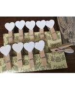 120pcs White Heart Wooden Clips,wooden pegs,Wedding Party Favor Decoration - £7.83 GBP