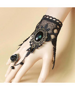 Handmade Black Rhinestone Drop Black Lace Arm Bracelet - $8.00