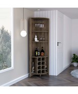 Dark Brown Corner Bar Cabinet: 3 Shelves, 8 Wine Racks - €298,89 EUR