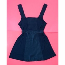 Merona Black Lace Straps Pleated Satin Bodice Top Shirt S Tie Back Dress... - £4.67 GBP