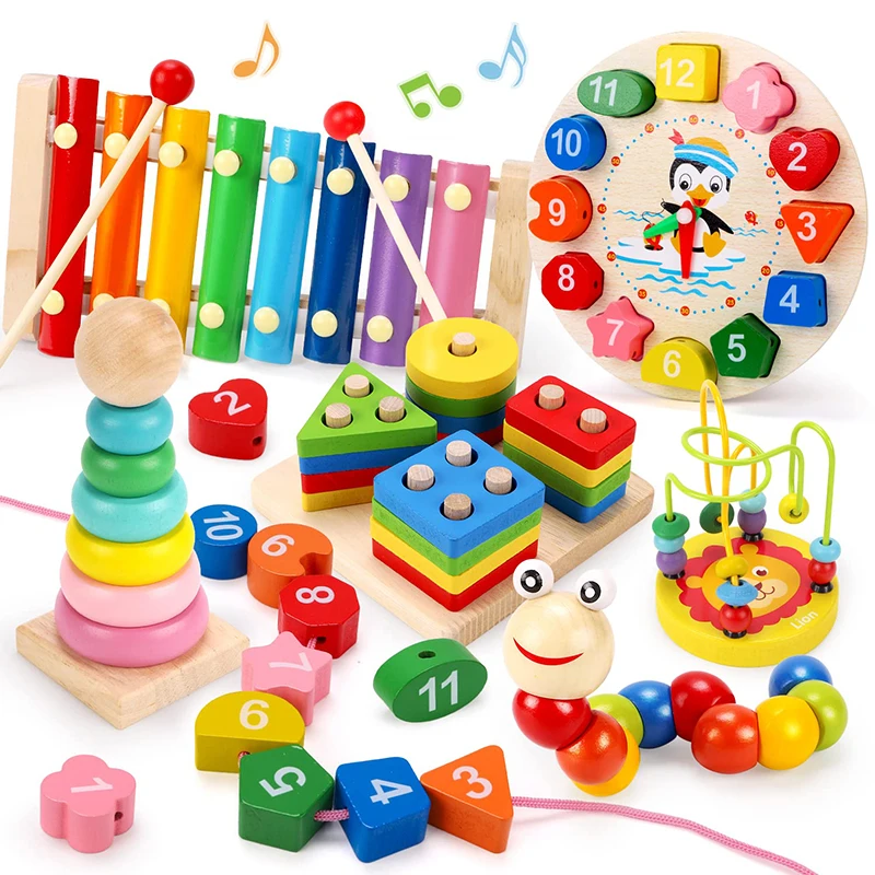 5-6pcs/set Montessori Wooden Toys for Babies Boy Girl Gift Baby Development - £23.91 GBP+