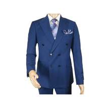 Men Suit BERLUSCONI Turkey 100% Italian Wool 180's Double Breasted #Ber22 Blue image 3