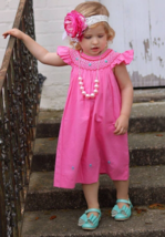 Baby Girl Pink Smocked Embroidered Dress. Baby Bishop Dress Bloomers Set... - $34.30