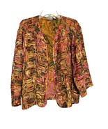 Chicos Womens Multicolor 100% Silk Open Front Jacket Cardigan Lightweigh... - £29.18 GBP