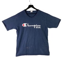Vintage Champion Reverse Weave Mens T-Shirt XL Blue Logo Short Sleeve Tee - £8.92 GBP