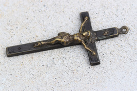 ⭐antique crucifix,pendant,religious cross ,bronze &amp; wood⭐ - £38.33 GBP