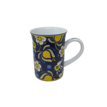 Vera Bradley Ellie 8oz Coffee Tea Mug Cup Blue Porcelain Poppy Flowers Elephants - £8.86 GBP