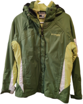 Women&#39;s Columbia Winter Snow XCO Coat sz L Jacket Retro Green White W/Ho... - £7.86 GBP
