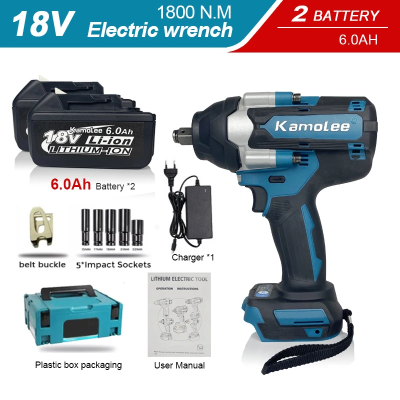 ?1800N.m?Kamolee Electric Impact Wrench High Torque Brushless Cordless Electric  - £298.55 GBP