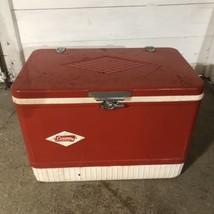 Vintage Coleman Red Diamond Logo Cooler / Ice Chest 1960 Side Handles - £51.47 GBP