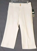 Lauren Ralph Lauren Women&#39;s Wide Leg Pants Capri Stretch Cotton White Sz... - £34.52 GBP