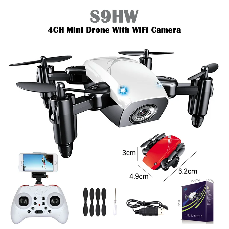 JDRC S9HW Mini Drone With Camera S9 No Camera RC Quadcopter WiFi FPV Foldable - £40.92 GBP+