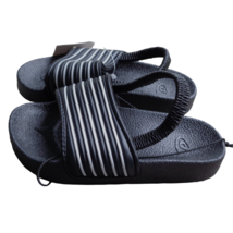 New Pro Player Black White Stripe Slingback Back Strap Sandals Shoes Boys Size 7 - $11.87