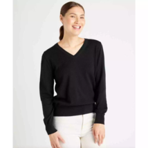 Quince Black Lightweight 100% Merino Wool V-Neck Sweater size Small - £22.99 GBP