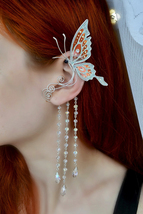 Butterfly ear cuff earring no piercing, fairy ear wrap - $50.00+