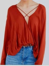 Urban Outfitters Mayfair Plunge Surplice Top Low Cut Strappy Rust Orange... - $19.26