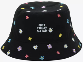 Not Today Satan Flower Black Cotton Bucket Hat - $14.96