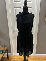 Black Sleeveless Pleated Dress with Sheer Overlay LG - $39.60