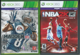  NBA 2K13 &amp; Madden NFL 13 (Microsoft Xbox 360, 2012, Tested Works Great)  - £4.61 GBP