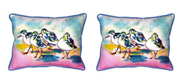 Pair of Betsy Drake Pink Sanderlings Small Outdoor Pillows 11X 14 - £55.40 GBP