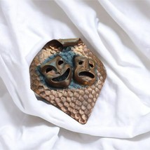 Vintage Comedy Tragedy Copper Brooch - £4.66 GBP