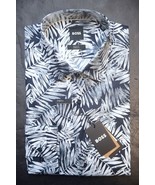 Hugo Boss Men&#39;s Hank Kent Slim Fit Leaf Print Stretch Cotton Dress Shirt... - $87.72 CAD