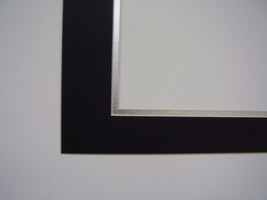 Picture Frame Double Mat 18x24 for 16x20 photo Black with silver liner - £15.17 GBP