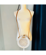 ANTHROPOLOGIE Rattan Circle Crossbody Bag, White/Cream/Brown, Classic Chic - $69.00