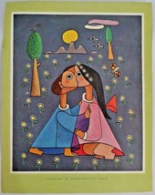 Vintage Art Print Painting &quot;The Kiss&quot; by Alfonse Vila Shum 1940s - £15.82 GBP