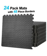 24pc Puzzle Exercise Mat w/ EVA Foam Interlocking Tiles 96 Sq Ft GYM Home - $185.23