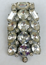 Eisenberg Original Clear Crystal 3&quot; Fur Dress Clip Brooch Vintage Signed - $229.95