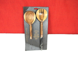 Laurie Gates Two Piece Serving Set in Wood and Marble K310156 - £9.00 GBP