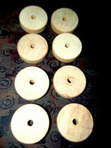 SET OF EIGHT BRAND NEW UNFINISHED FLAT SANDED TOY WHEELS WOODEN 2 1/4&quot; X... - £7.80 GBP