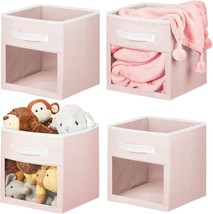 Mdesign Fabric Nursery/Playroom Closet Storage Organizer Bin, Light Pink/White - £29.49 GBP