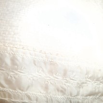 Vintage Acrylic Waffle Weave Blanket Satin Trim white embroidery Full/Qu... - $48.00