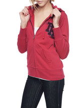 New Womens Designer True Religion Patch Hoodie Jacket Baseball Stitch Red XS NWT - £115.54 GBP