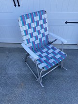 Vintage Folding Weave Webbed Lawn Patio Rocking Chair Multi Color - £66.52 GBP