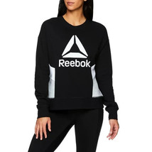 Reebok Womens Journey French Terry Cropped Crew Sweatshirt, Black Size X... - $27.71